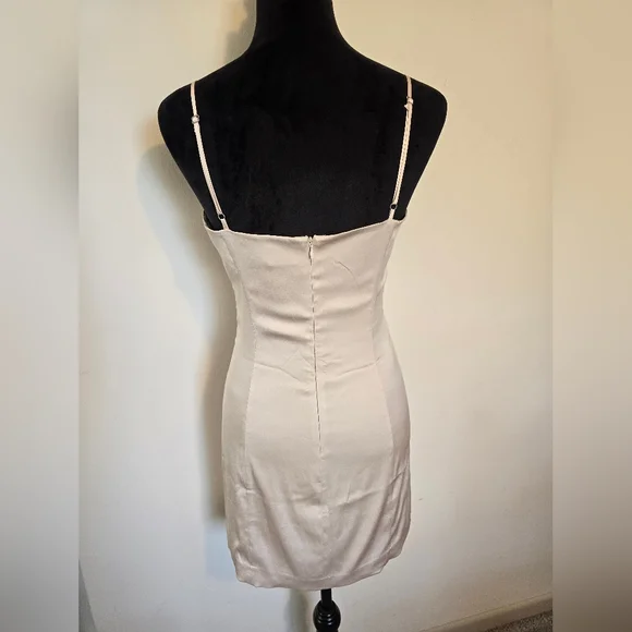 Aritzia Sunday Best Satin Cream Mini Dress Size 8 - Picture 3 of 12